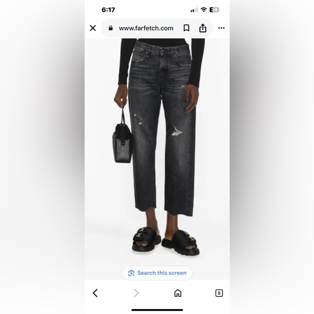 R13 Boyfriend Jean in Everit Black Odi #567 size 24 Made in Italy